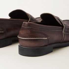 Miu Miu Vintage Effect Leather Penny Loafers Ebony