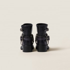 Miu Miu Vintage Look Leather Booties Black