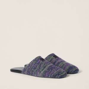 Miu Miu Wool Slippers Fern Green
