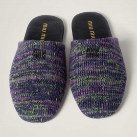 Miu Miu Wool Slippers Fern Green