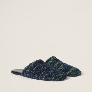 Miu Miu Wool Slippers Loden Green
