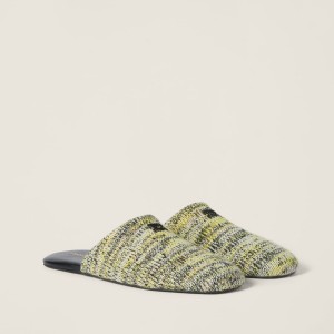 Miu Miu Wool Slippers Pistachio Green