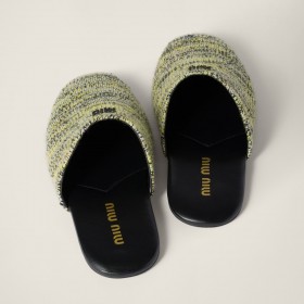 Miu Miu Wool Slippers Pistachio Green
