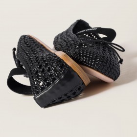 Miu Miu Woven Nappa Leather Ballerinas Black