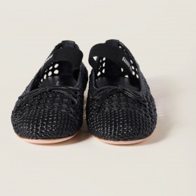 Miu Miu Woven Nappa Leather Ballerinas Black
