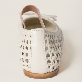Miu Miu Woven Nappa Leather Ballerinas Ivory