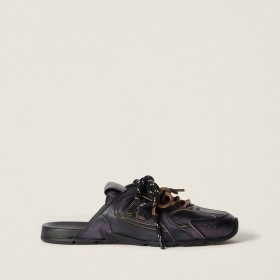 New Balance X Miu Miu 530 SL Deco Calf Leather Mules Black