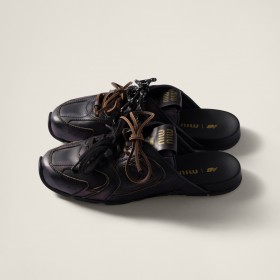 New Balance X Miu Miu 530 SL Deco Calf Leather Mules Black
