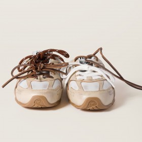 New Balance X Miu Miu 530 SL Deco Calf Leather Mules Travertine Gray White