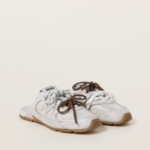 New Balance X Miu Miu 530 SL Deco Calf Leather Mules White