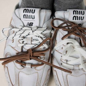 New Balance X Miu Miu 530 SL Deco Calf Leather Mules White