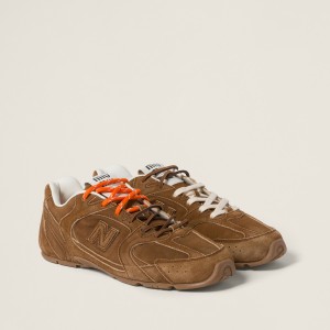 New Balance X Miu Miu 530 SL Suede Sneakers Cinnamon
